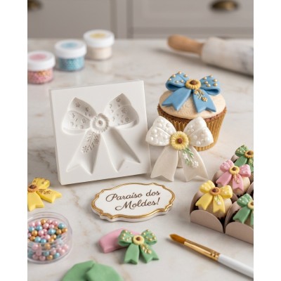 Molde de Silicone Laço Girassol ou Margarida Grande 2632 Confeitaria Biscuit