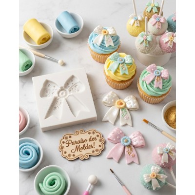 Molde de Silicone Laço Girassol ou Margarida Grande 2632 Confeitaria Biscuit