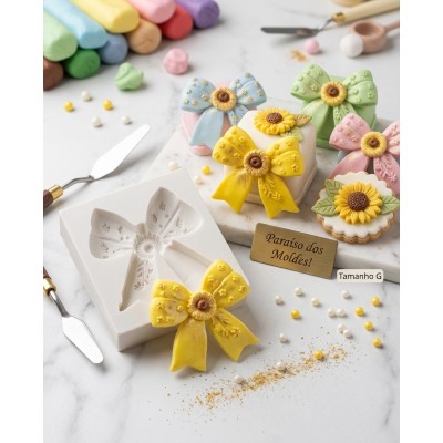 Molde de Silicone Laço Girassol ou Margarida Grande 2632 Confeitaria Biscuit