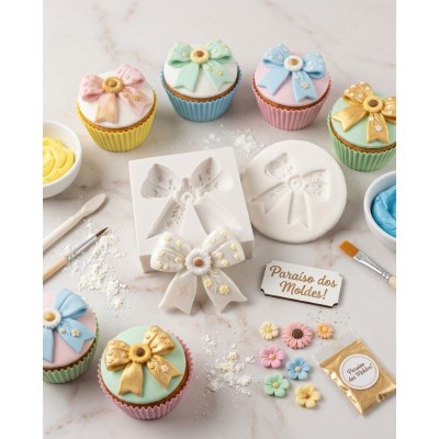 Molde de Silicone Laço Girassol ou Margarida Médio 2633 Confeitaria Biscuit