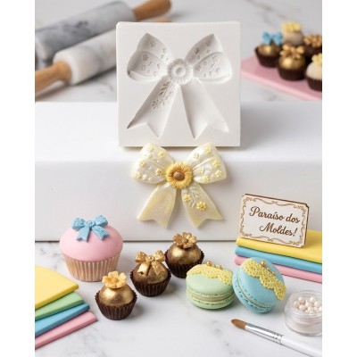 Molde de Silicone Laço Girassol ou Margarida Médio 2633 Confeitaria Biscuit