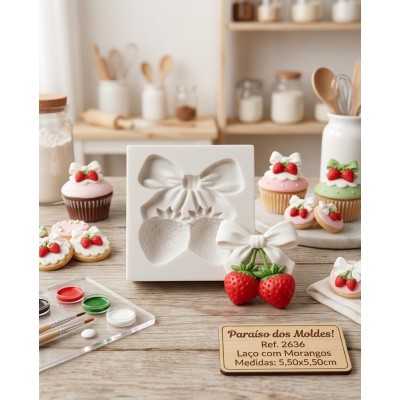 Molde de Silicone Laço com Morangos 2636 Confeitaria Biscuit