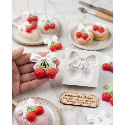 Molde de Silicone Laço com Morangos 2636 Confeitaria Biscuit