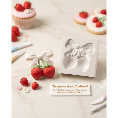 Molde de Silicone Laço com Morangos 2636 Confeitaria Biscuit