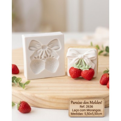 Molde de Silicone Laço com Morangos 2636 Confeitaria Biscuit