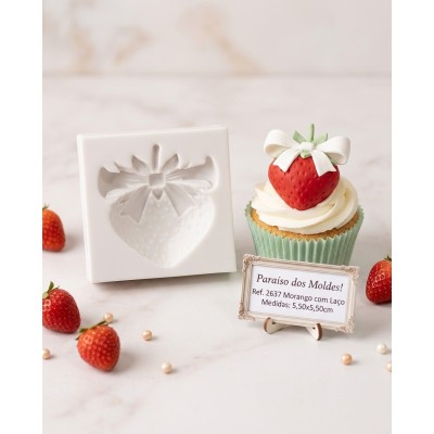 Moldes de Silicone Morango com Laço 2637 Confeitaria Biscuit