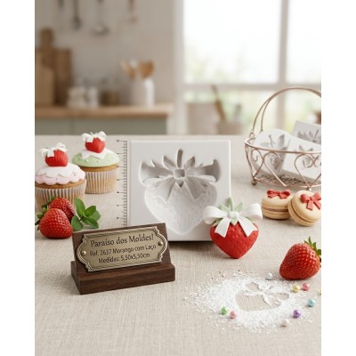 Moldes de Silicone Morango com Laço 2637 Confeitaria Biscuit