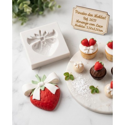 Moldes de Silicone Morango com Laço 2637 Confeitaria Biscuit