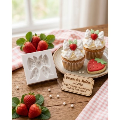 Molde de Silicone Laço Cravejado de Morangos 2638 Confeitaria Biscuit