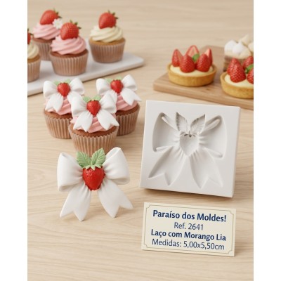 Molde de Silicone Laço com Morango Lia 2641 Confeitaria Biscuit