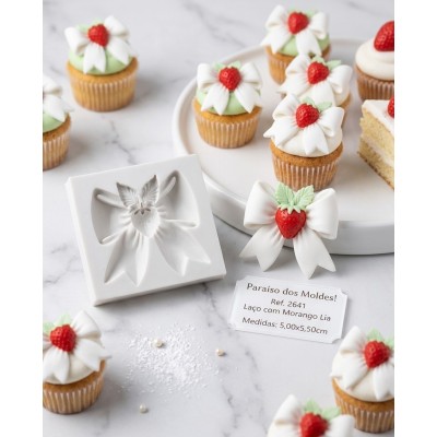 Molde de Silicone Laço com Morango Lia 2641 Confeitaria Biscuit