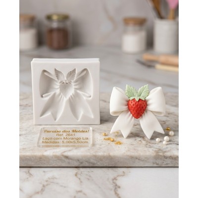 Molde de Silicone Laço com Morango Lia 2641 Confeitaria Biscuit