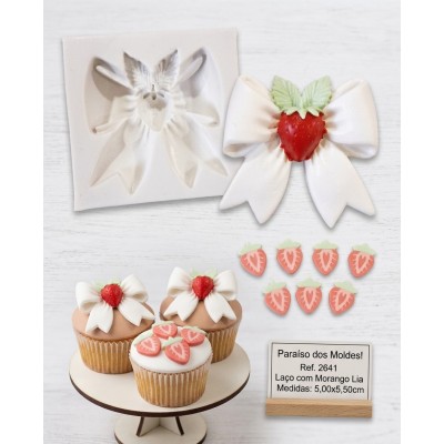 Molde de Silicone Laço com Morango Lia 2641 Confeitaria Biscuit