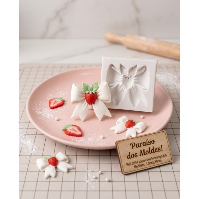 Molde de Silicone Laço com Morango Lia 2641 Confeitaria Biscuit