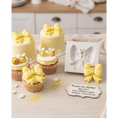 Molde de Silicone Laço Abelha Grande 2643 Confeitaria Biscuit