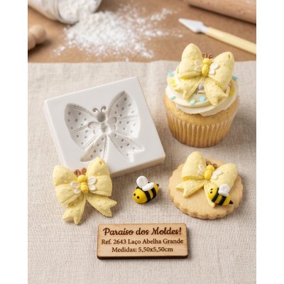Molde de Silicone Laço Abelha Grande 2643 Confeitaria Biscuit