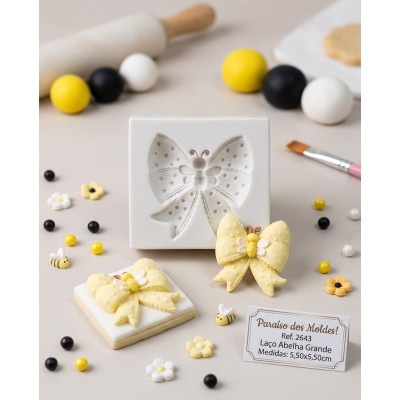 Molde de Silicone Laço Abelha Grande 2643 Confeitaria Biscuit