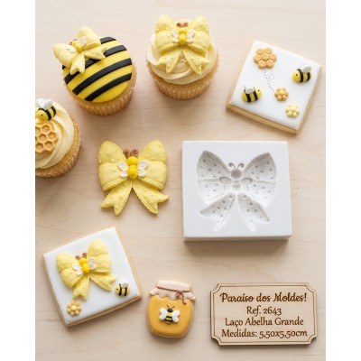 Molde de Silicone Laço Abelha Grande 2643 Confeitaria Biscuit