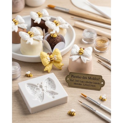 Molde de Silicone Laço Abelha Grande 2643 Confeitaria Biscuit