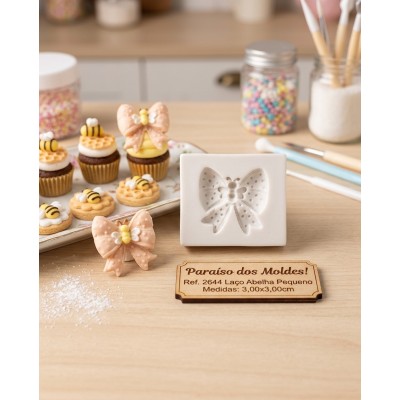 Molde de Silicone Laço Abelha Pequeno 2644 Confeitaria Biscuit