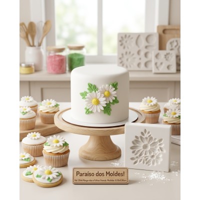 Molde de Silicone Duas Margaridas com Folhas 2642 Confeitaria Biscuit