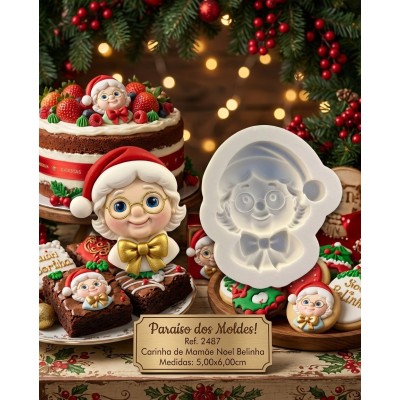 Molde de Silicone Cabecinha Mamãe Noel Belinha 2487
