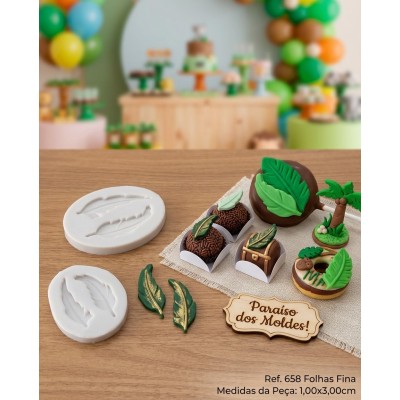 Molde de Silicone Duas Folhas Fininhas - 658