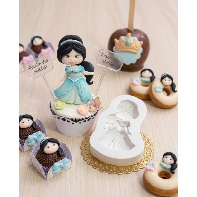 Molde de Silicone Princesa Disney Jasmine 2447 Confeitaria e Biscuit