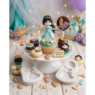 Molde de Silicone Princesa Disney Jasmine 2447 Confeitaria e Biscuit