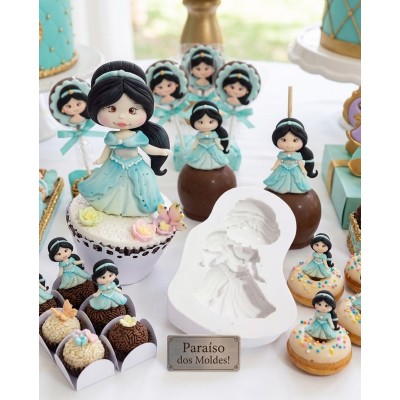 Molde de Silicone Princesa Disney Jasmine 2447 Confeitaria e Biscuit