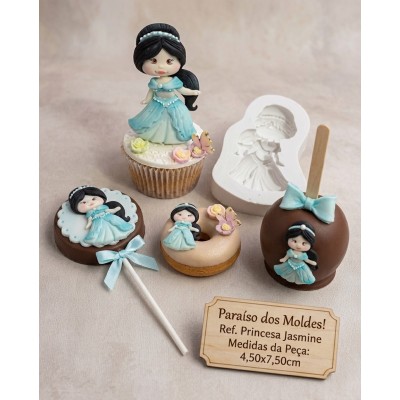 Molde de Silicone Princesa Disney Jasmine 2447 Confeitaria e Biscuit