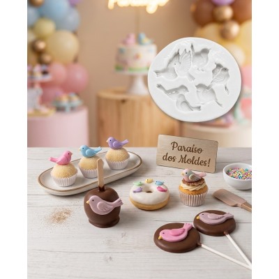 Molde de Silicone Mini Passarinhos - 464