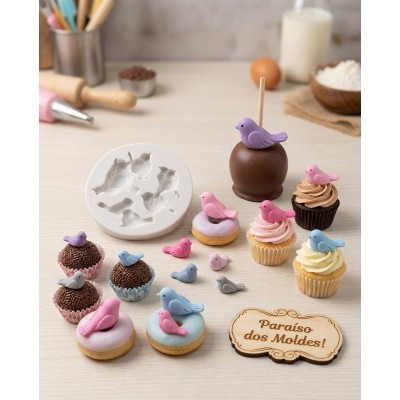 Molde de Silicone Mini Passarinhos - 464