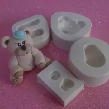 MOLDE SILICONE CONFEITARIA E BISCUIT URSO ELVIS C/ CHAPÉU