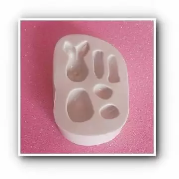 MOLDE SILICONE CONFEITARIA E BISCUIT COELHA DENGOSA SENTADA C/ LAÇO