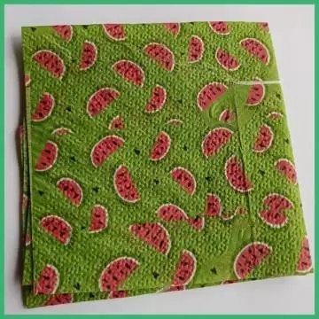 GUARDANAPO ARTESANAL - MELANCIA FUNDO VERDE - GA035