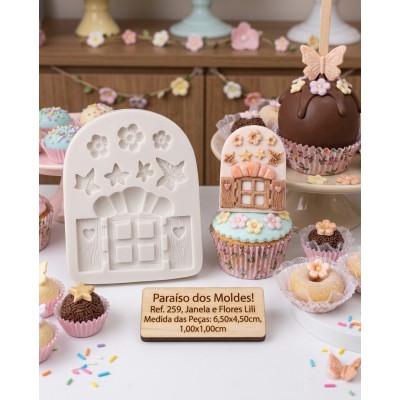 Molde de Silicone Janela e Flores Lili - 271