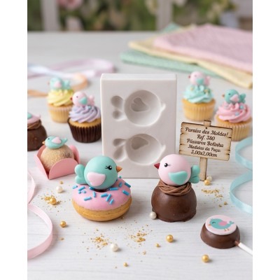 Molde de Silicone Passarinhos Bolinha - 380