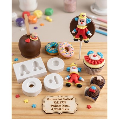 Molde de Silicone Confeitaria Biscuit Palhaço Nunu 2338