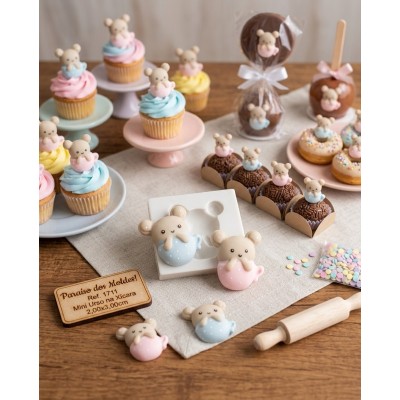 Molde de Silicone para Confeitaria e Biscut Urso na Xícara 1711