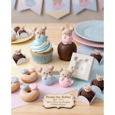 Molde de Silicone para Confeitaria e Biscut Urso na Xícara 1711