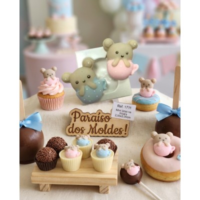 Molde de Silicone para Confeitaria e Biscut Urso na Xícara 1711