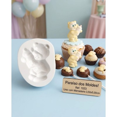Molde de Silicone Confeitaria Biscuit Urso com Mamadeira - 1533