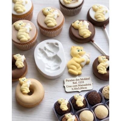 Molde de Silicone Confeitaria Biscuit Urso com Mamadeira - 1533