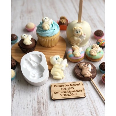 Molde de Silicone Confeitaria Biscuit Urso com Mamadeira - 1533