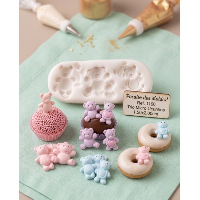Molde de Silicone Trio Mini Ursos - 1166