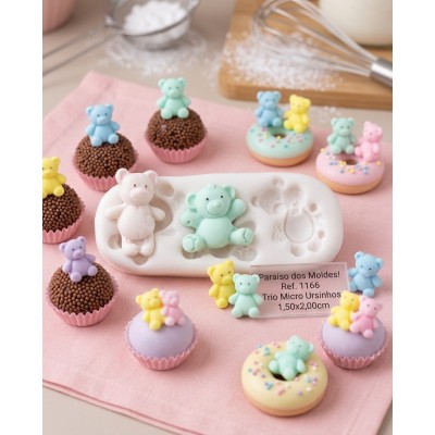 Molde de Silicone Trio Mini Ursos - 1166