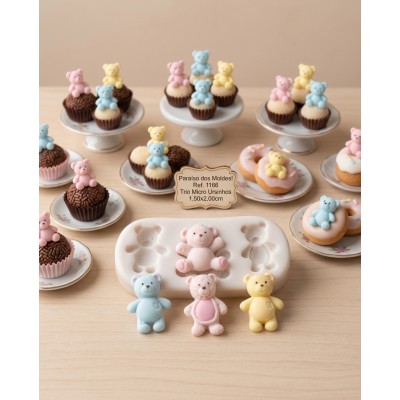 Molde de Silicone Trio Mini Ursos - 1166