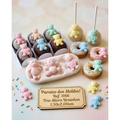 Molde de Silicone Trio Mini Ursos - 1166