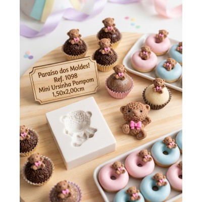Molde de Silicone Ursa Pompom - 1098